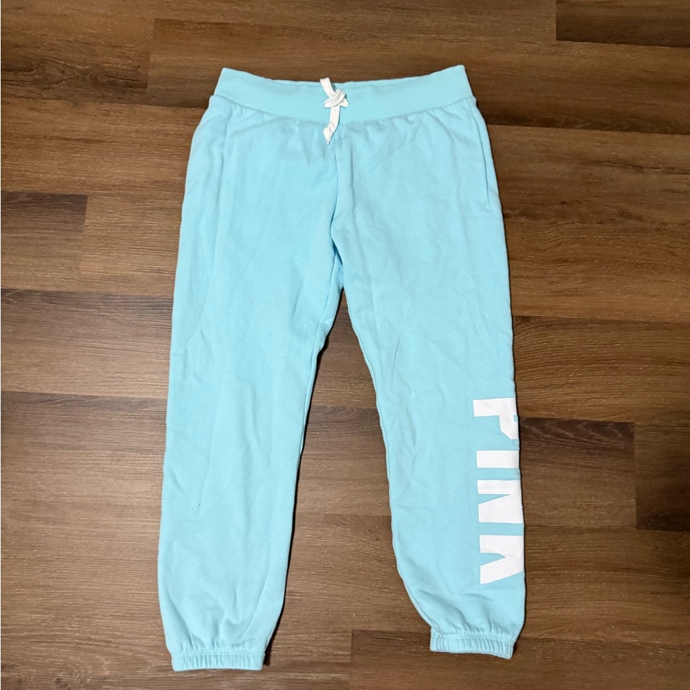 PINK Victoria's Secret Blue Sweatpants with Elastic Cuffs